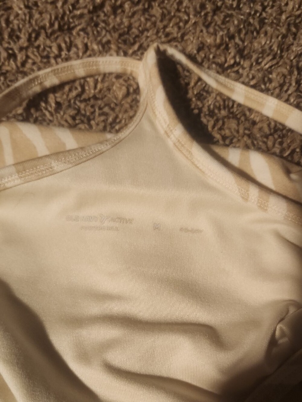 Old Navy Cream and Beige Striped Spaghetti Strap Romper - Picture 2 of 2